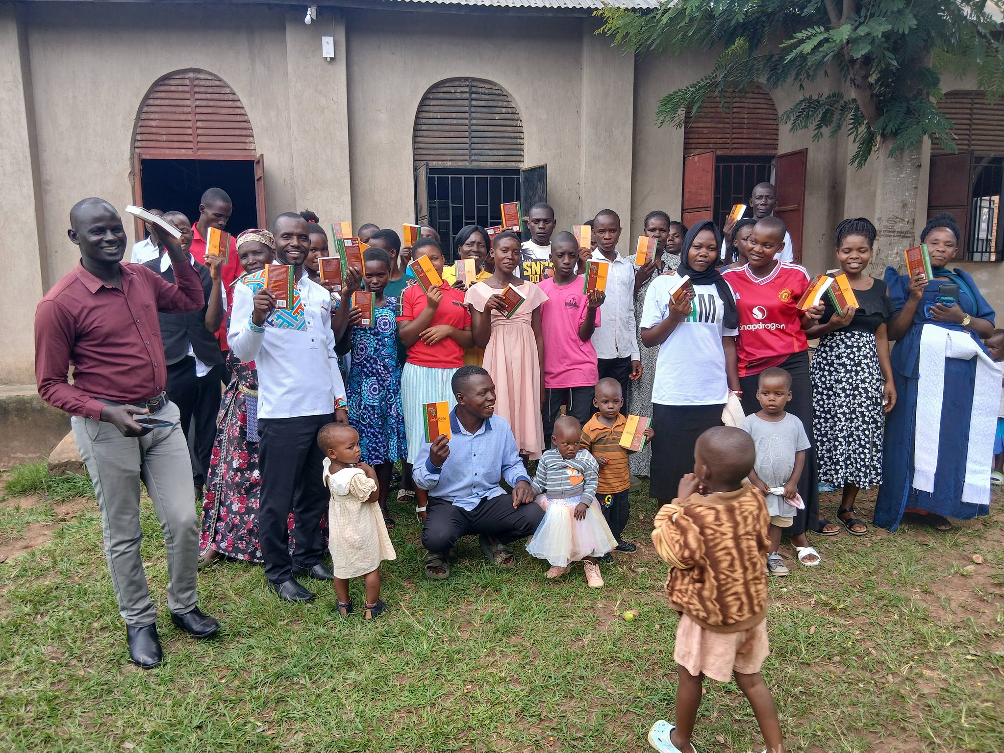 Worship service with new Bibles