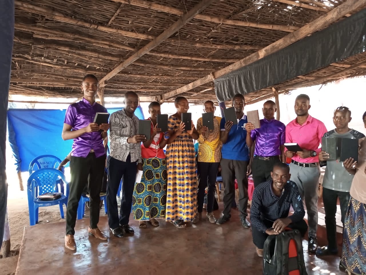 Church members studying together